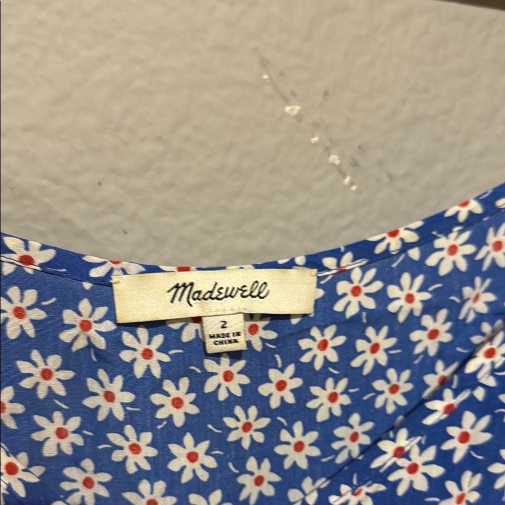 Madewell maxi Sz 2 Blue Floral mini daisy blue wrap Women's Dress - Picture 4 of 10